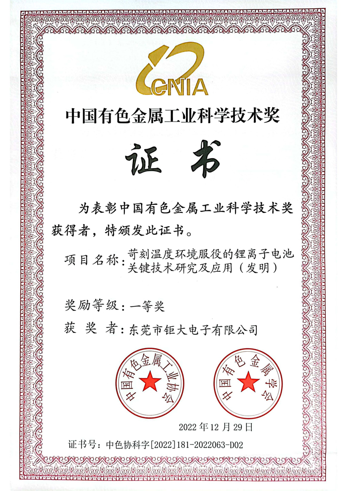 中國有色金屬工業(yè)科學技術獎